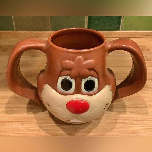 EASTER Vintage Nestle Quik Nesquik Bunny Rabbit Plastic Double Handled Mug Cup - Picture 4 of 4